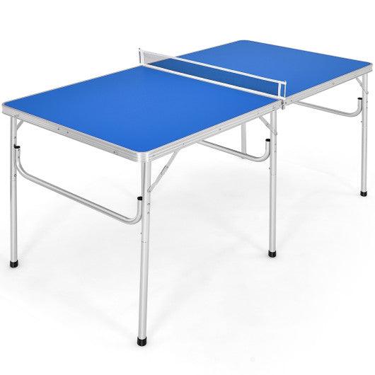 60 Inch Portable Tennis Ping Pong Folding Table with Accessories-Blue at Set Shop and Smile