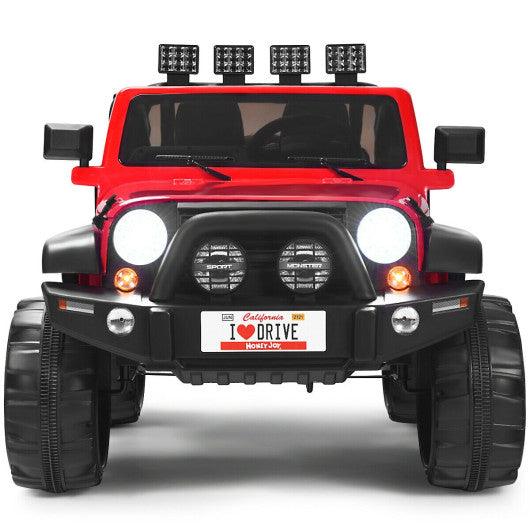 12V 2-Seater Ride on Car Truck with Remote Control and Storage Room-Red at Set Shop and Smile