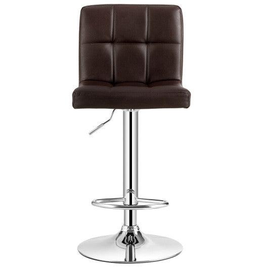 Set of 2 Square Swivel Adjustable PU Leather Bar Stools with Back and Footrest-Coffee at Set Shop and Smile