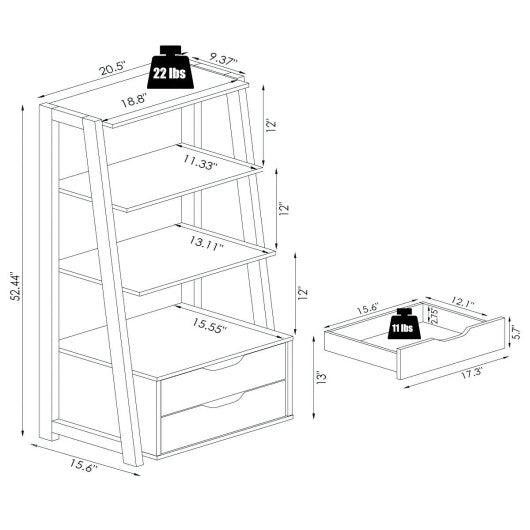 4-Tier Ladder Bookshelf Storage Display with 2 Drawers at Set Shop and Smile