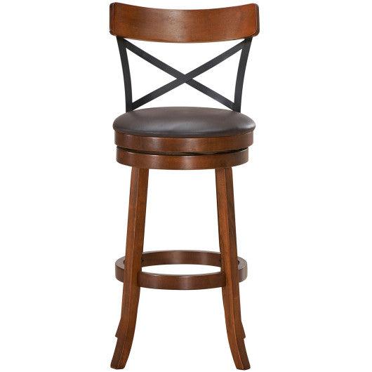 Set of 2 Bar Stools 360-Degree Swivel Dining Bar Chairs with Rubber Wood Legs-29.5 inch at Set Shop and Smile