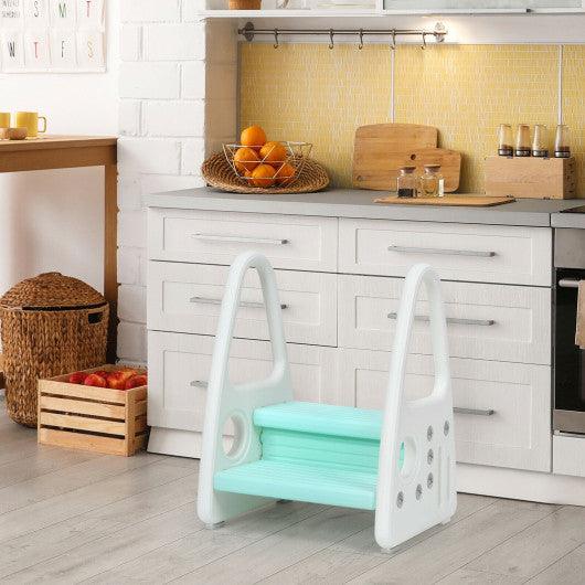 Kids Step Stool Learning Helper with Armrest for Kitchen Toilet Potty Training-Blue at Set Shop and Smile