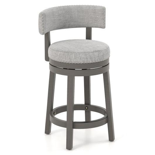 27/31 Inch Swivel Bar Stool with Upholstered Back Seat and Footrest-27 inches at Set Shop and Smile