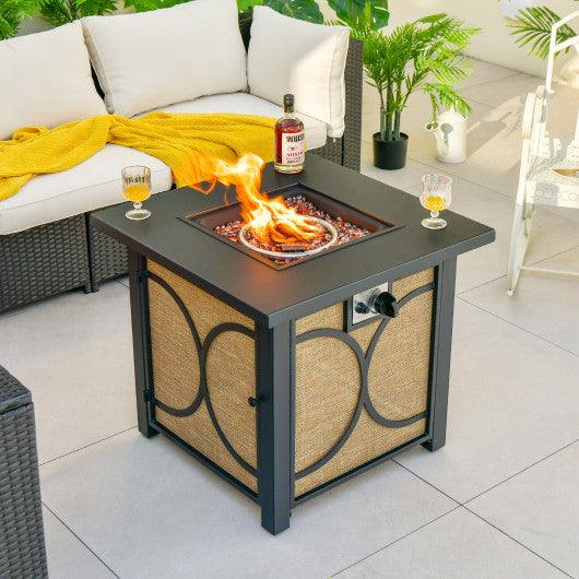 28 Inch 50000 BTU Outdoor Square Fire Pit Table with Cover at Set Shop and Smile