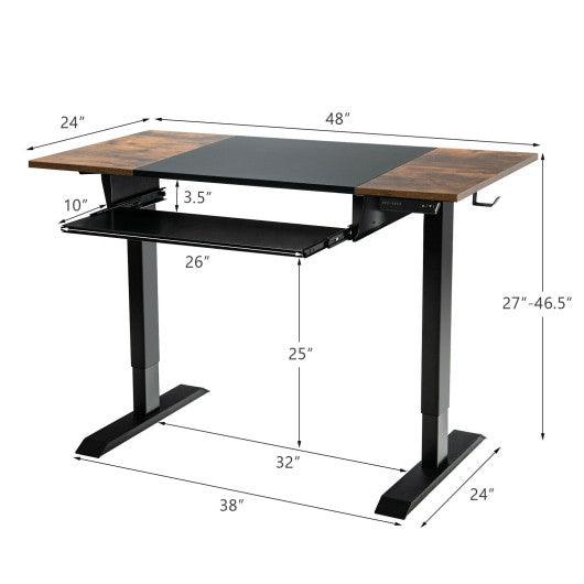 48 Inch Electric Sit to Stand Desk with Keyboard Tray-Black at Set Shop and Smile