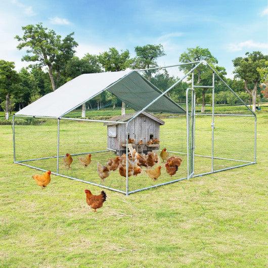 13 x 13 Feet Walk-in Chicken Coop with Waterproof Cover for Outdoor Backyard Farm at Set Shop and Smile