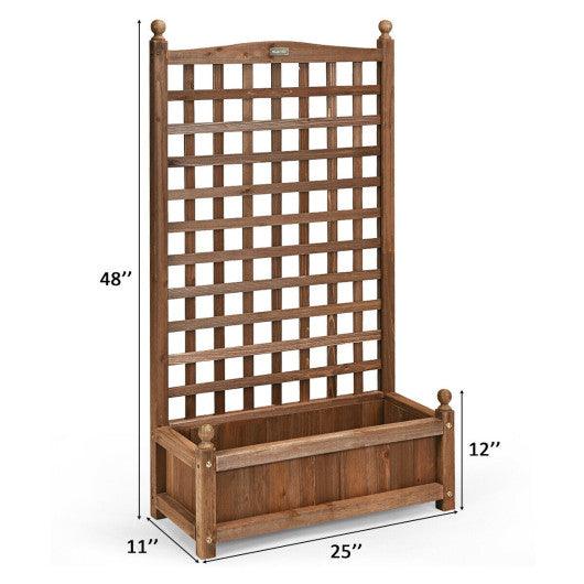 Solid Free Standing Wood Planter Box with Trellis for Garden at Set Shop and Smile