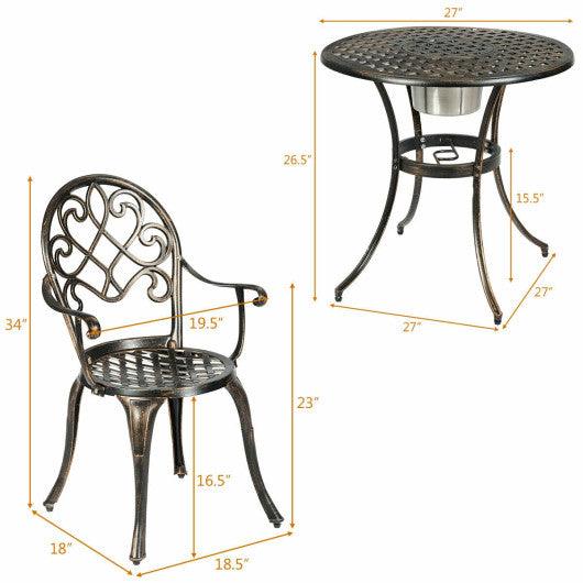 3 Pieces Outdoor Set Patio Bistro with Attached Removable Ice Bucket at Set Shop and Smile