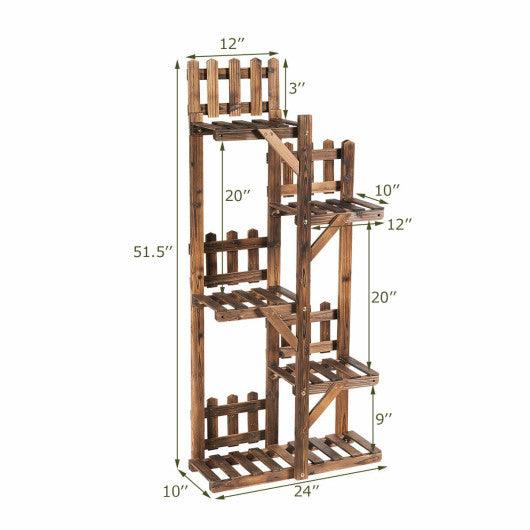 5-Tier Flower Rack Wood Plant Stand 6 Pots Display Shelf at Set Shop and Smile