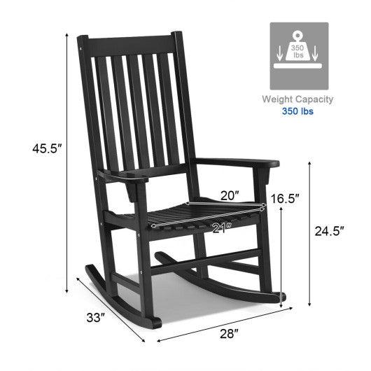 Indoor Outdoor Wooden High Back Rocking Chair-Black at Set Shop and Smile