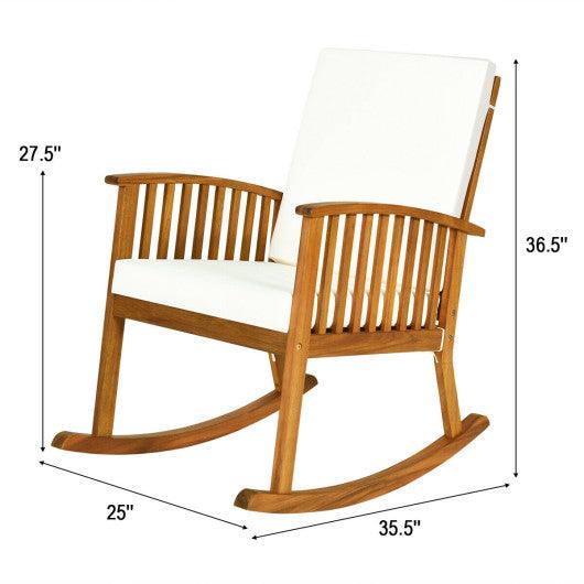 Outdoor Acacia Wood Rocking Chair with Detachable Washable Cushions at Set Shop and Smile