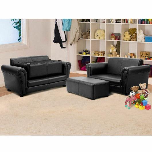 Black/White Kids Double Sofa with Ottoman-Black at Set Shop and Smile