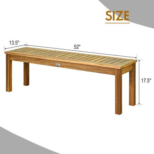 52 Inch Outdoor Acacia Wood Dining Bench Chair at Set Shop and Smile