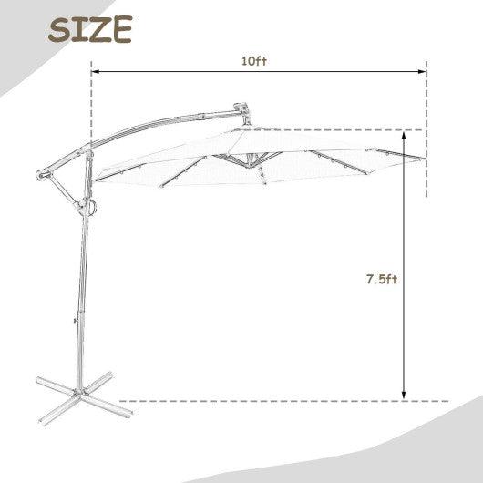 10 ft 360° Rotation Solar Powered LED Patio Offset Umbrella without Weight Base-Tan at Set Shop and Smile