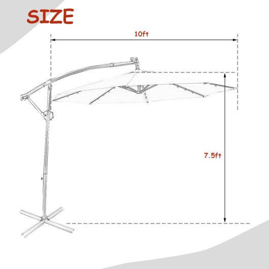 10 ft 360° Rotation Solar Powered LED Patio Offset Umbrella without Weight Base-Orange at Set Shop and Smile
