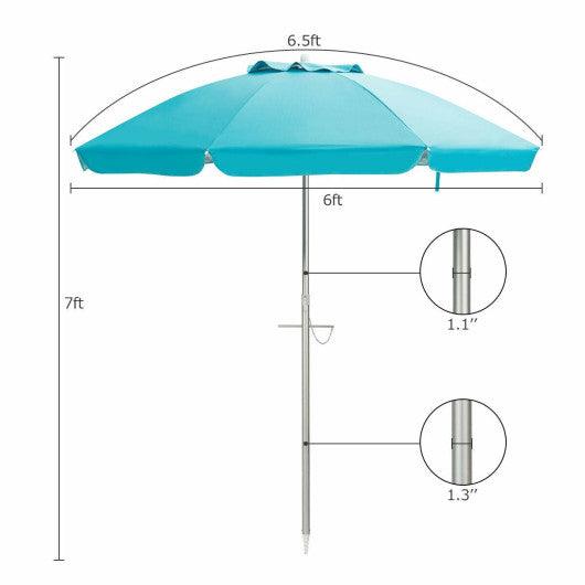 6.5 Feet Beach Umbrella with Sun Shade and Carry Bag without Weight Base-Blue at Set Shop and Smile