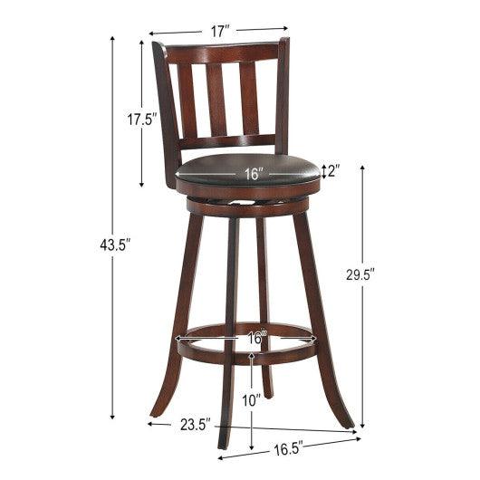 2 Pieces 360 Degree Swivel Wooden Counter Height Bar Stool Set with Cushioned Seat-31 inches at Set Shop and Smile