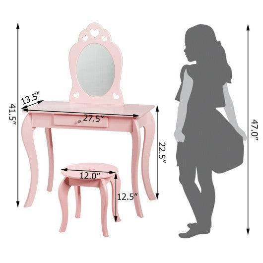Kids Princess Makeup Dressing Play Table Set with Mirror -Pink at Set Shop and Smile