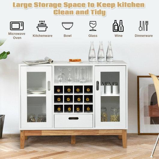 Wood Wine Storage Cabinet Sideboard Console Buffet Server-White at Set Shop and Smile