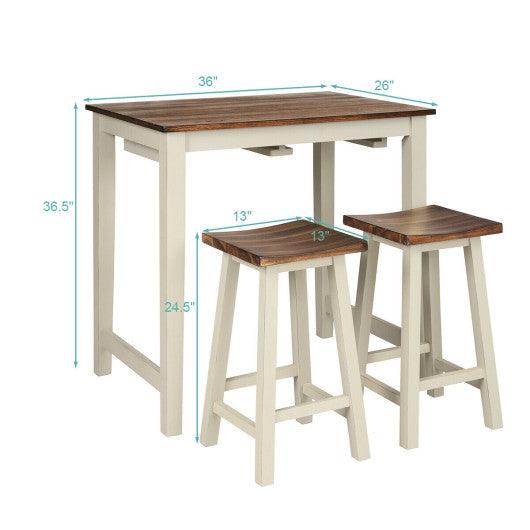 Counter Height Pub Table with 2 Saddle Bar Stools at Set Shop and Smile