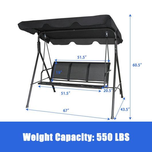 3 Person Patio Swing with Polyester Angle Adjustable Canopy at Set Shop and Smile