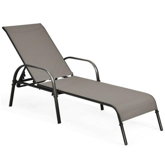 Adjustable Patio Chaise Folding Lounge Chair with Backrest-Brown at Set Shop and Smile