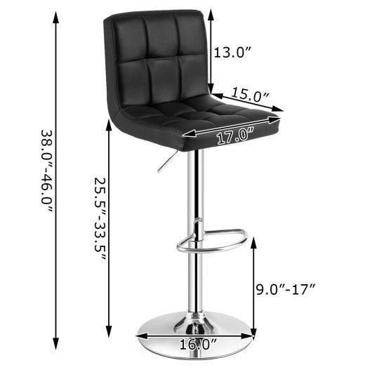 Adjustable Swivel Bar Stool with PU Leather-Black at Set Shop and Smile