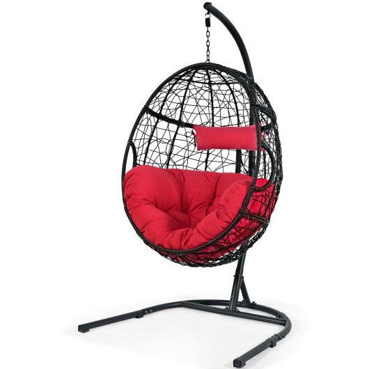 Hanging Cushioned Hammock Chair with Stand-Red at Set Shop and Smile