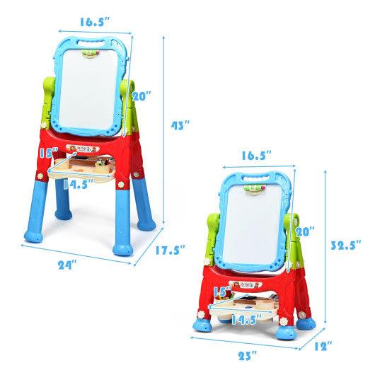 Height Adjustable Kids Art Easel Magnetic Double Sided Board-Blue at Set Shop and Smile