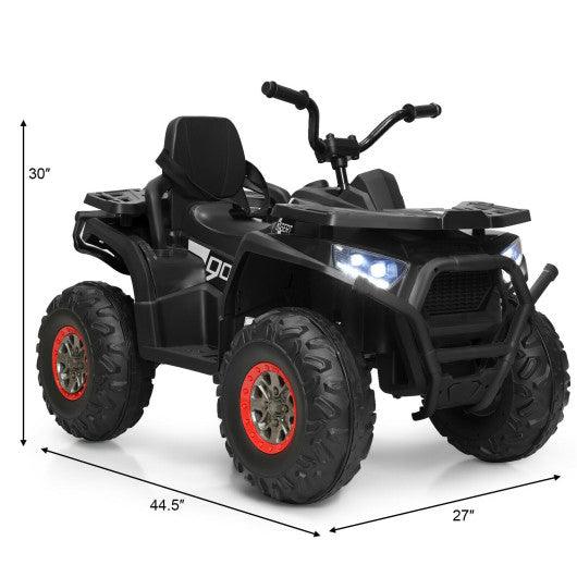 12 V Kids Electric 4-Wheeler ATV Quad with MP3 and LED Lights-Black at Set Shop and Smile