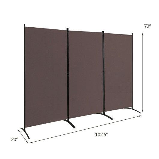 3-Panel Room Divider Folding Privacy Partition Screen for Office Room-Brown at Set Shop and Smile
