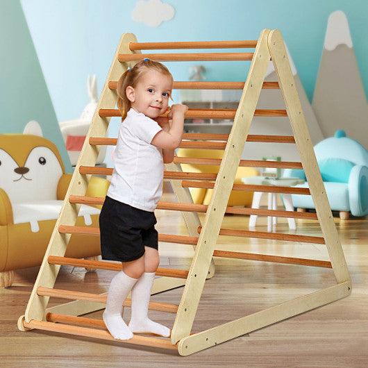 Foldable Wooden Climbing Triangle Indoor with Ladder for Toddler Baby-Natural at Set Shop and Smile