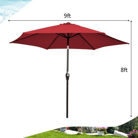 10ft 3 Tier Patio Umbrella Aluminum Sunshade Shelter Double Vented without Base-Burgundy at Set Shop and Smile