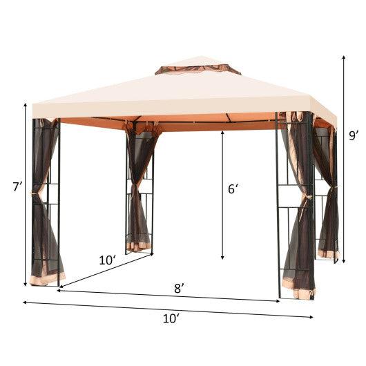 10 x 10 Feet 2-Tier Vented Metal Canopy with Mosquito Netting at Set Shop and Smile