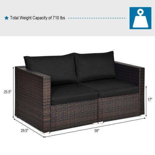 2PCS Patio Rattan Sectional Conversation Sofa Set-Black at Set Shop and Smile