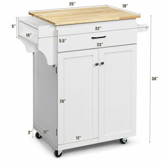 Utility Rolling Storage Cabinet Kitchen Island Cart with Spice Rack-White at Set Shop and Smile