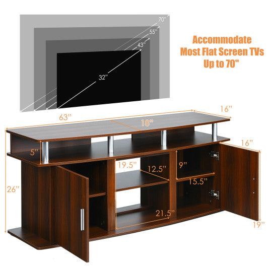 63 Inch TV Entertainment Console Center with 2 Cabinets-Walnut at Set Shop and Smile