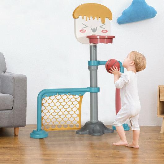 3-in-1 Height Adjustable Basketball Stand Set with Soccer and Roller at Set Shop and Smile