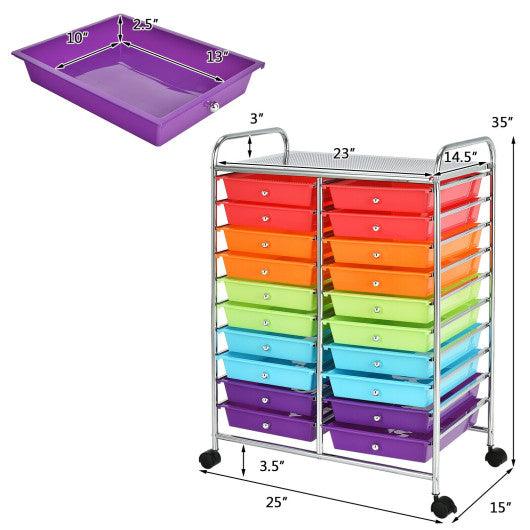 20 Drawers Storage Rolling Cart Studio Organizer-Multicolor at Set Shop and Smile