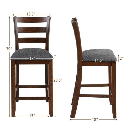 2 Pieces Counter Height Chairs with Fabric Seat and Rubber Wood Legs at Set Shop and Smile