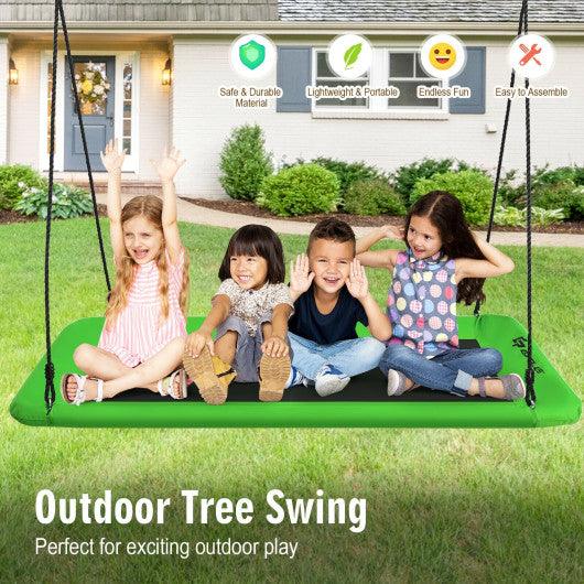60 Inches Platform Tree Swing Outdoor with 2 Hanging Straps-Green at Set Shop and Smile
