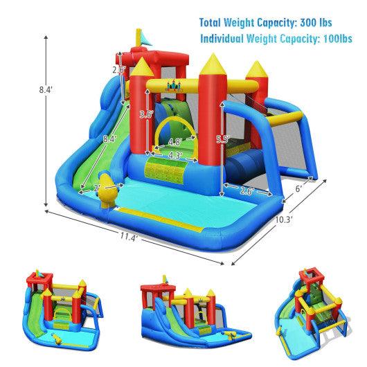 Inflatable Bouncer Bounce House with Water Slide Splash Pool without Blower at Set Shop and Smile