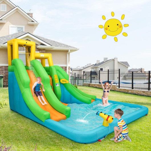 Inflatable Water Park Bounce House with Climbing Wall without Blower at Set Shop and Smile