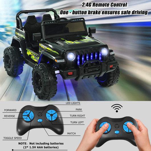 12V Kids Ride-on Jeep Car with 2.4 G Remote Control-Black at Set Shop and Smile