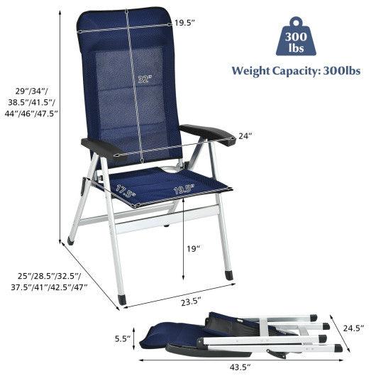2Pcs Patio Dining Chair with Adjust Portable Headrest-Blue at Set Shop and Smile
