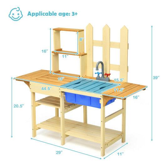 Kid's Outdoor Wooden Pretend Cook Kitchen Playset Toy at Set Shop and Smile