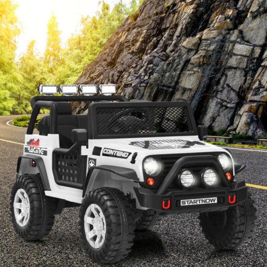 12V Kids Remote Control Electric Ride On Truck Car with Lights and Music -White at Set Shop and Smile