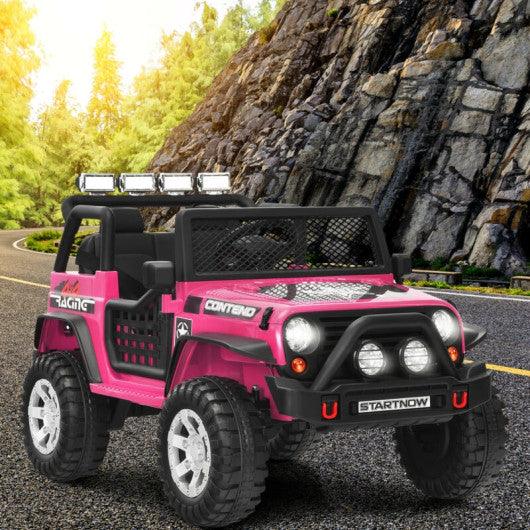12V Kids Remote Control Electric Ride On Truck Car with Lights and Music -Pink at Set Shop and Smile