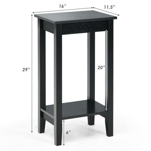 2-Tier Nightstand End Side Wooden Legs Table for Bedroom-Black at Set Shop and Smile