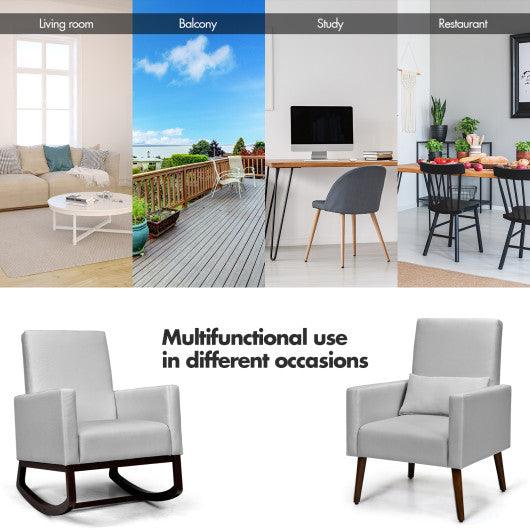 2-in-1 Fabric Upholstered Rocking Chair with Pillow-Light Gray at Set Shop and Smile